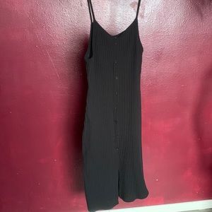 Black long button dress